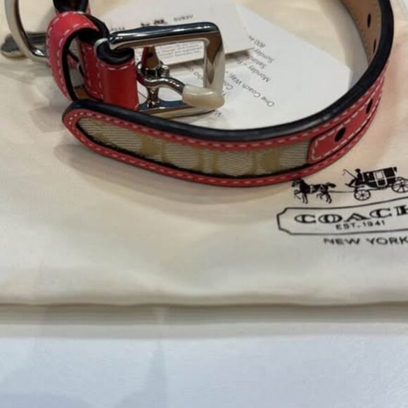 Coach Dog Collar in classic color with coral accent - Picture 3 of 6
